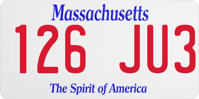 MA license plate 126JU3