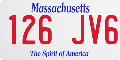 MA license plate 126JV6
