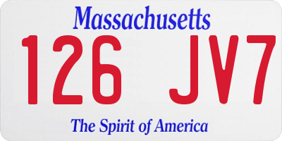 MA license plate 126JV7