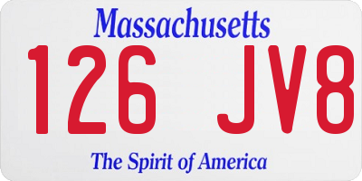 MA license plate 126JV8