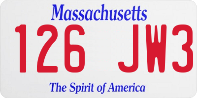 MA license plate 126JW3