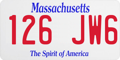 MA license plate 126JW6