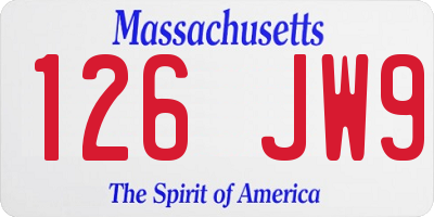 MA license plate 126JW9