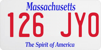 MA license plate 126JY0