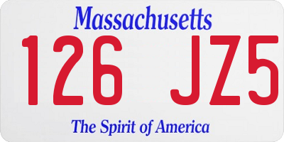 MA license plate 126JZ5