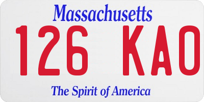 MA license plate 126KA0