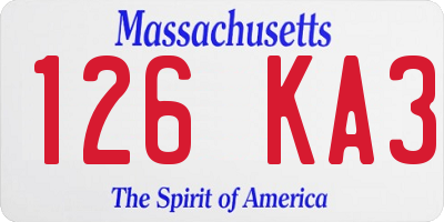 MA license plate 126KA3