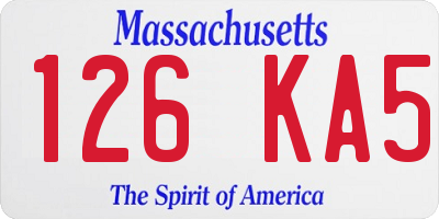 MA license plate 126KA5