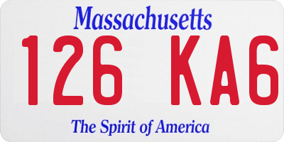 MA license plate 126KA6