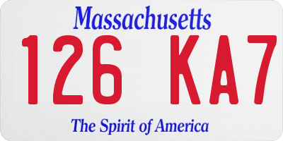 MA license plate 126KA7