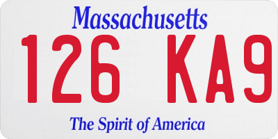 MA license plate 126KA9