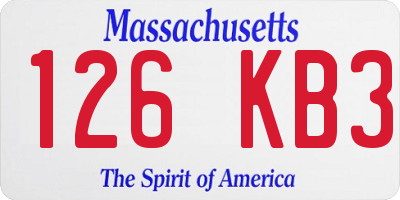 MA license plate 126KB3