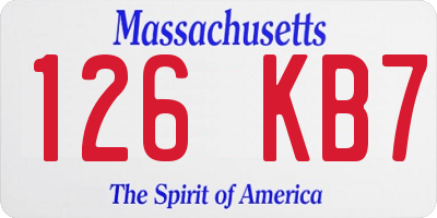 MA license plate 126KB7
