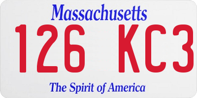 MA license plate 126KC3
