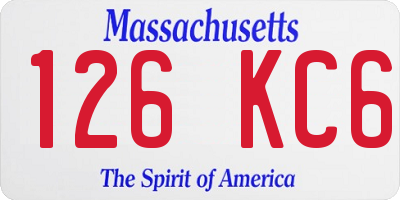 MA license plate 126KC6