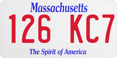 MA license plate 126KC7