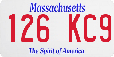 MA license plate 126KC9