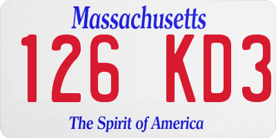 MA license plate 126KD3