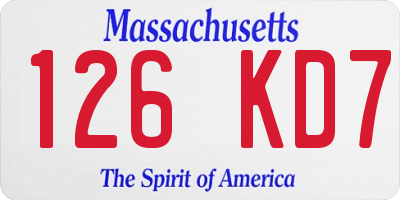 MA license plate 126KD7