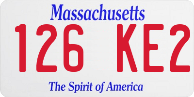 MA license plate 126KE2