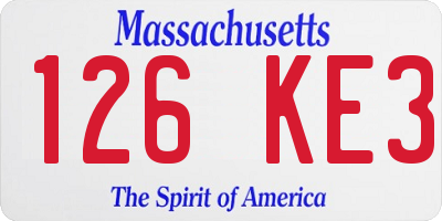 MA license plate 126KE3