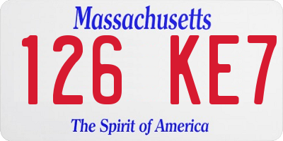 MA license plate 126KE7