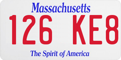MA license plate 126KE8
