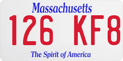 MA license plate 126KF8