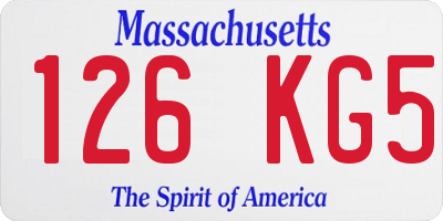 MA license plate 126KG5