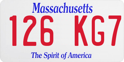 MA license plate 126KG7