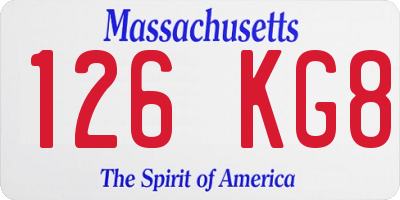 MA license plate 126KG8