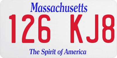 MA license plate 126KJ8