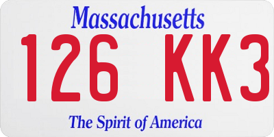 MA license plate 126KK3