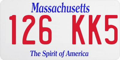 MA license plate 126KK5