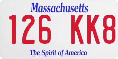 MA license plate 126KK8