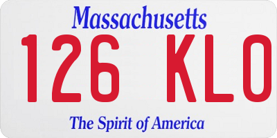 MA license plate 126KL0
