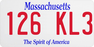 MA license plate 126KL3