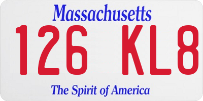 MA license plate 126KL8
