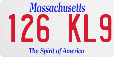 MA license plate 126KL9