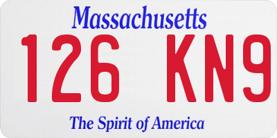 MA license plate 126KN9