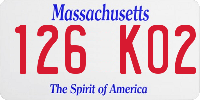 MA license plate 126KO2