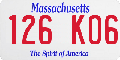 MA license plate 126KO6