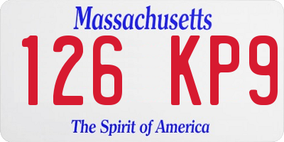 MA license plate 126KP9