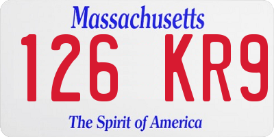 MA license plate 126KR9