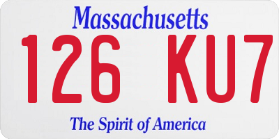 MA license plate 126KU7