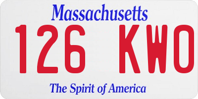 MA license plate 126KW0