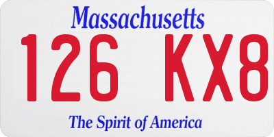 MA license plate 126KX8