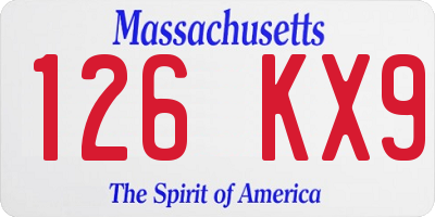 MA license plate 126KX9