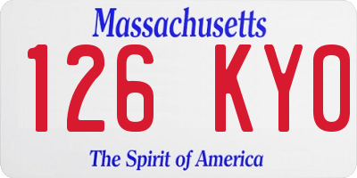 MA license plate 126KY0