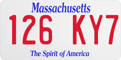 MA license plate 126KY7